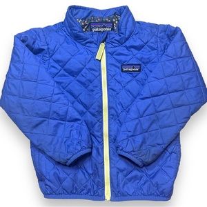Toddler Patagonia Nano Puff Jacket in Indigo With Cute Floral Lining in Size 3T
